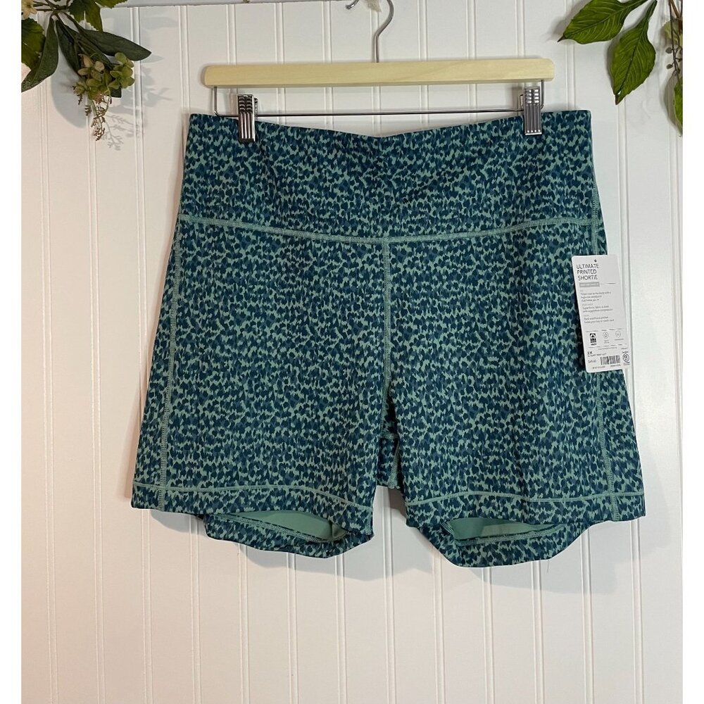 Athleta Ultimate Printed Shortie 2X SuperSonic Fabric Compression Pocket